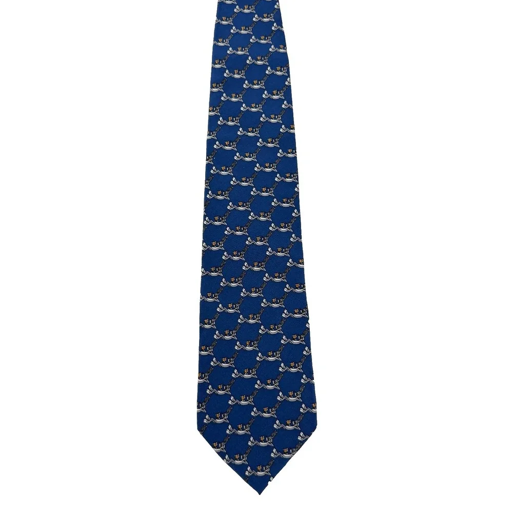 WARNER BROS 1994 Bugs Bunny Carrot Silk Tie Blue Looney Tunes Vintage